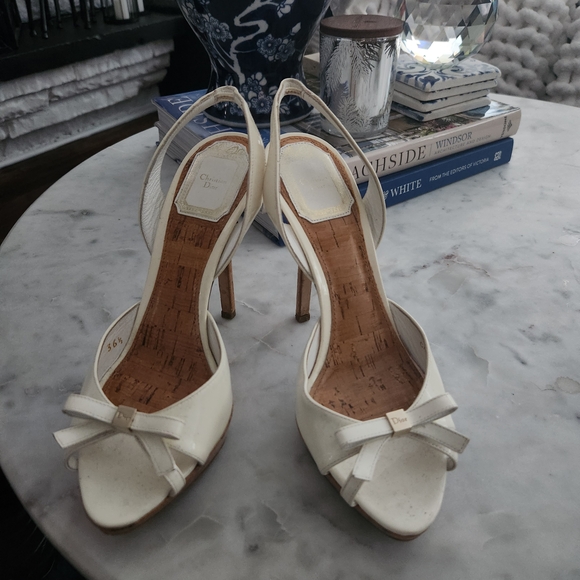 Dior Women's Cream Slingback Heels - Picture 1 of 8